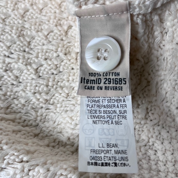 LL BEAN Cable-Knit Cardigan womens large petite cream - Picture 6 of 8
